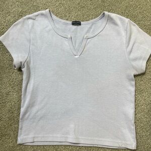 Brandy Melville off white ribbed scoop neck top-gently worn